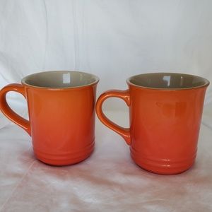 Le Creuset Volcanic Flame Set of 2 Coffee Mugs New